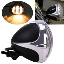 4.5" Motorcycle Headlight Lamp Finned Grill For Harley Chopper Bobber Cafe Racer