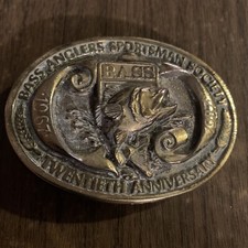 BASS Anglers Sportsman Society 1987 Fishing Fish Vintage Belt Buckle 20th Annive