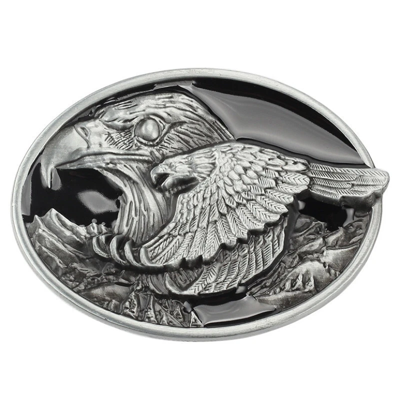 MARKENLOS GÜRTELSCHNALLE METAL BIKER MÄNNER BUCKLE BELT ADLER COWBOY GÜRTEL SCHNALLE GRAU