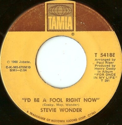 Stevie Wonder Yester-me, Yester-you, Yesterday / Id Be A Fool Right Now