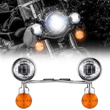 LED Fog Passing Turn Signal Lights Bar Flat Set for Harley Street Glide V-Road