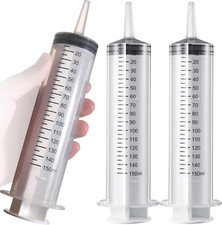 2 Pack 150ml/cc Large Syringe  Individually Sealed Plastic Liquid Syringes with