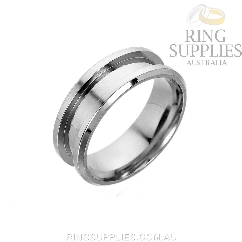 8mm Stainless Steel Ring Blank with 4mm channel for ring inlays - image 3 of 4