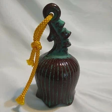 Metal Bell with Green Paint Shiny Glaze 4" Clear Loud High-pitched Ring Sound