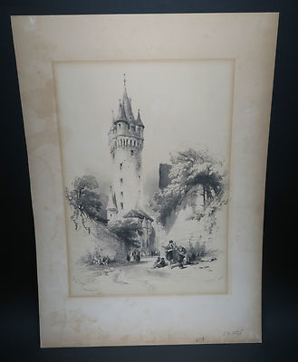 Thomas Miles Richardson 1784-1848, Lito. 1837 Eschenheimer Turm,org.sig 