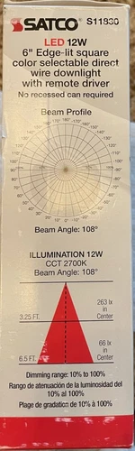 SATCO S11830 6" SQUARE COLOR SELECTABLE DIRECT WIRE DOWN LIGHT QTY. 3 - Picture 5 of 7