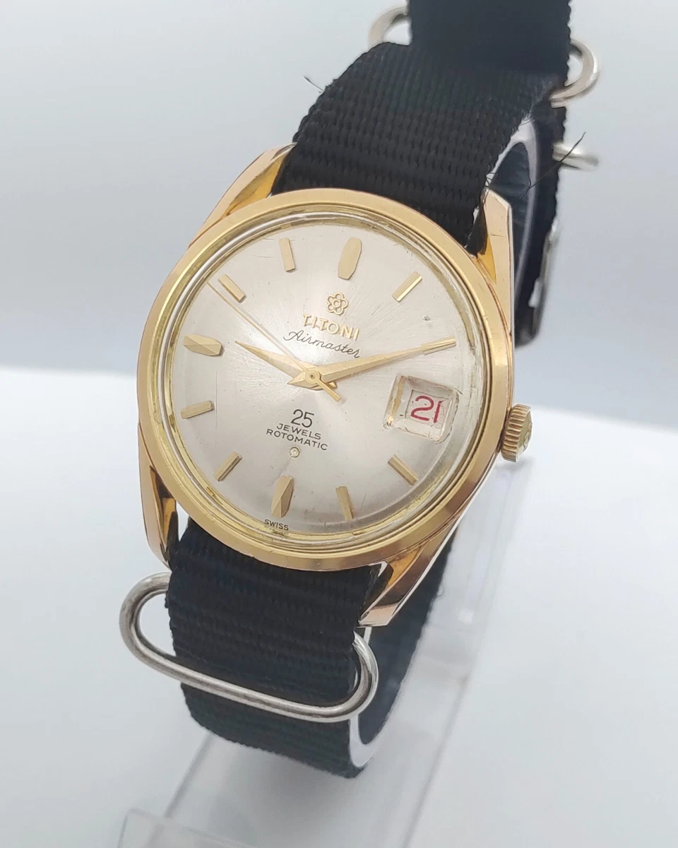 TITONI Airmaster 25J ROTOMATIC Date Cal.ETA2452 Gold Plated Men s Vintage Watch