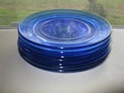 7X depression glass moderntone cobalt blue 8" dessert plates
