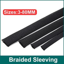 /3mm-80mm Black Braided Cable Sleeving/Auto Wire Harnessing/Sheathing PET