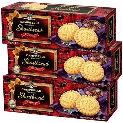 Pure Butter Rounds 4.23 Oz (Pack of 3) - Traditional Scottish Shortbread Cook...