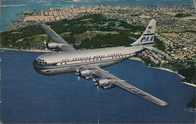 Airline Advertising Pan American's Double Decked Super ''Strato'' Chrome Postcard