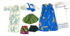 Vintage Barbie Doll Clothes Lot Floral Grass Skirt Hawaiian Luau