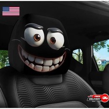 2pcs Funny Slanted Eyes Car Headrest Covers Cartoon Print Auto Interior Decor 2pcs Funny Slanted Eyes Car Headrest Covers Cartoon Print Auto Interior Decor