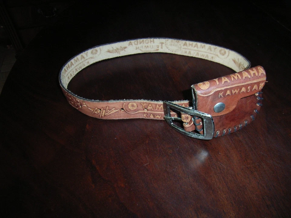 ceinture enfant cuir marron YAMAHA 3X85CM+pochette (10 ans) - Photo 1/2