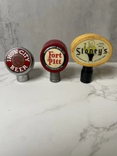 3 Vintage Beer Tap Knobs - Pittsburgh, Pa Region - Iron City, Fort Pitt, Stoneys