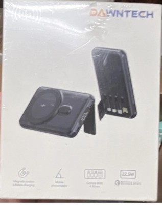 DAWNTECH Wireless Fast Charging Power Bank Black X1 5800mAh Built-in Cables