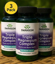 Triple MAGNESIUM complex 400mg 300 capsules 3x100 For Nerve Muscle Bone Health
