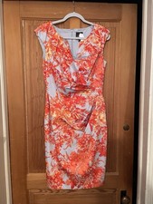 Adrianna Papell Women's Orange & Grey Floral Lined Sheath Dress Size 10