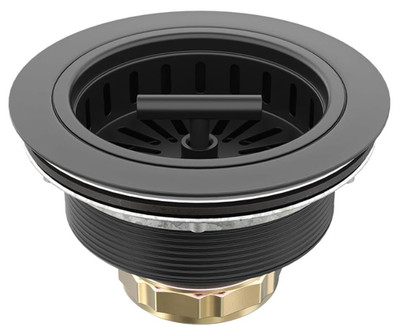Desagüe negro mate para fregadero 3,5  con colador y tapón de acero