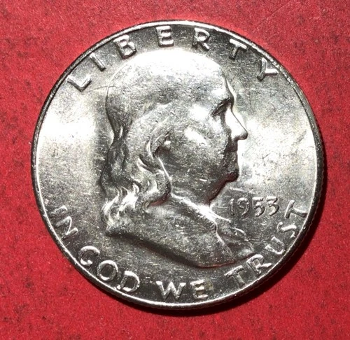 1953S US Franklin SILVER Half Dollar! "San Francisco" Mint! Choice AU Details!