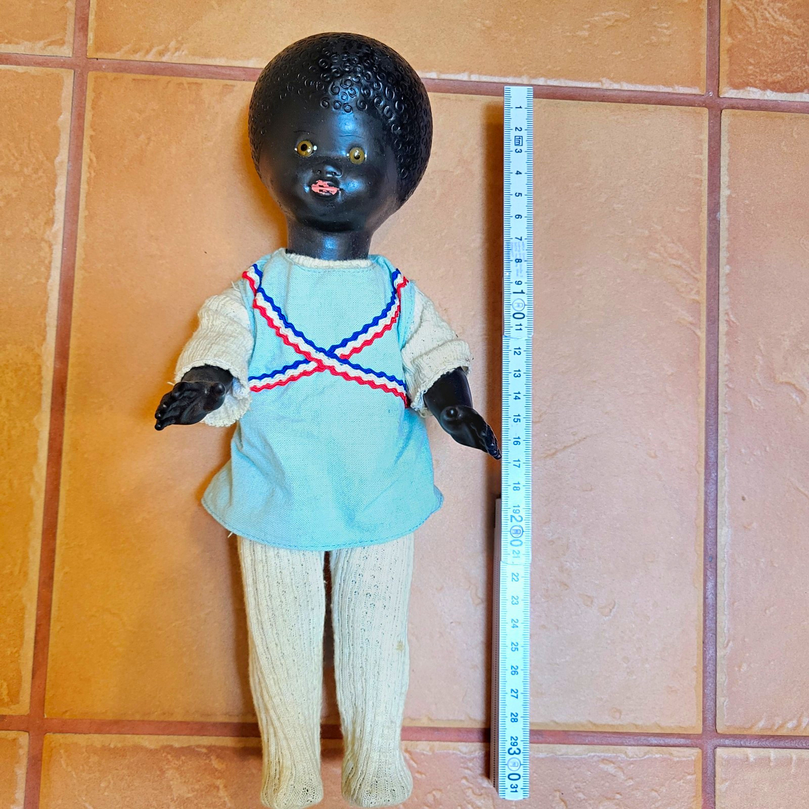 Babypuppe dunkel 30 cm Alte DDR Puppe Vintage