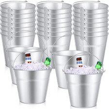 Didaey 24 Pcs Metal Beer Bucket Bulk Ice Bucket Ice Pails Handle Champagne Soda