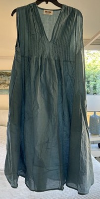EUC BECASA Beach Dress Kaftan Cover Up Cotton Dusty Green One Size