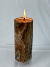 Candelabro de mármol de ónix pulido cilindro pilar luz de té piedra natural