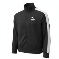 Puma T7 Track Jacket Black Size L | ‘68 Funnel Neck | Ribbed Waist & Cuffs | VG