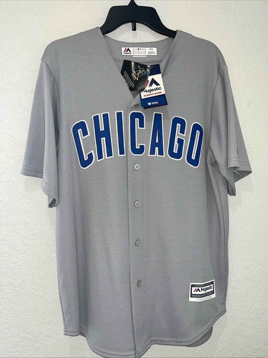 Chicago Cubs #49 Jake Arrieta Majestic Gray Away Button Jersey M
