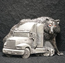 WJ05105 GREAT VINTAGE 1993  SEMI-TRUCK 18-WHEELER  TRUCKING PEWTER BELT BUCKLE