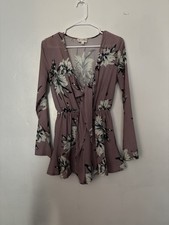 L'Atiste Women's Purple Floral Print Wrap Dress Small