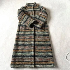 Missoni Women M Multicolor Stripe Reversible Long Coat Orange Tag Almost unused
