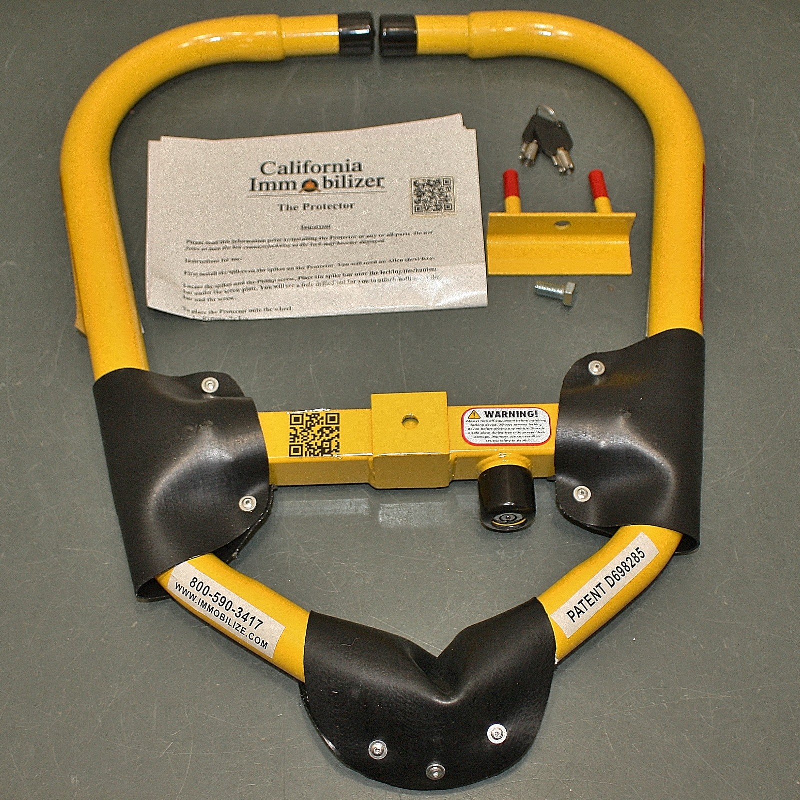 California Anti-Theft Wheel Lock CI00520, Car Vehicle Tire Trailer, Yellow Steel
