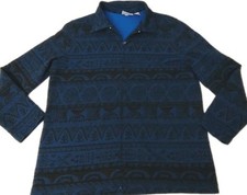 Chico's Design Jacket Size 2 Blue/Black Zip Complete Egipc Desig
