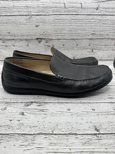 Scarpe ECCO uomo taglia 11 EU 44 mocassino mocassino da guida mocassino nero in pelle
