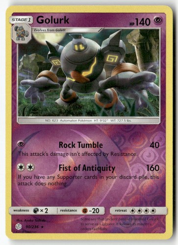 Golurk 90/236 Rare Cosmic Eclipse Pokemon Reverse Holo LP
