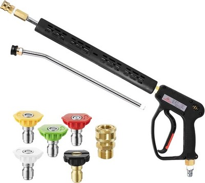 Pressure Washer Gun 5000 PSI - 3/8'' Swivel Plug & M22-14mm Coupler, Power Washer