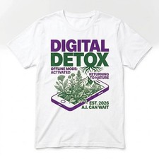 Digital Detox Graphic Tee Retro Nature Lover Aesthetic T-Shirt Mens Funny