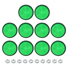 10 Pcs Round Rear Reflectors, Reflective Warning Reflector with M6 Screw Green