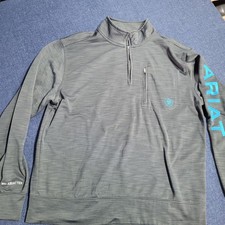 Ariat Tek Cold Series Quarter Zip Pullover Men Med Gray Long Sleeve Performance