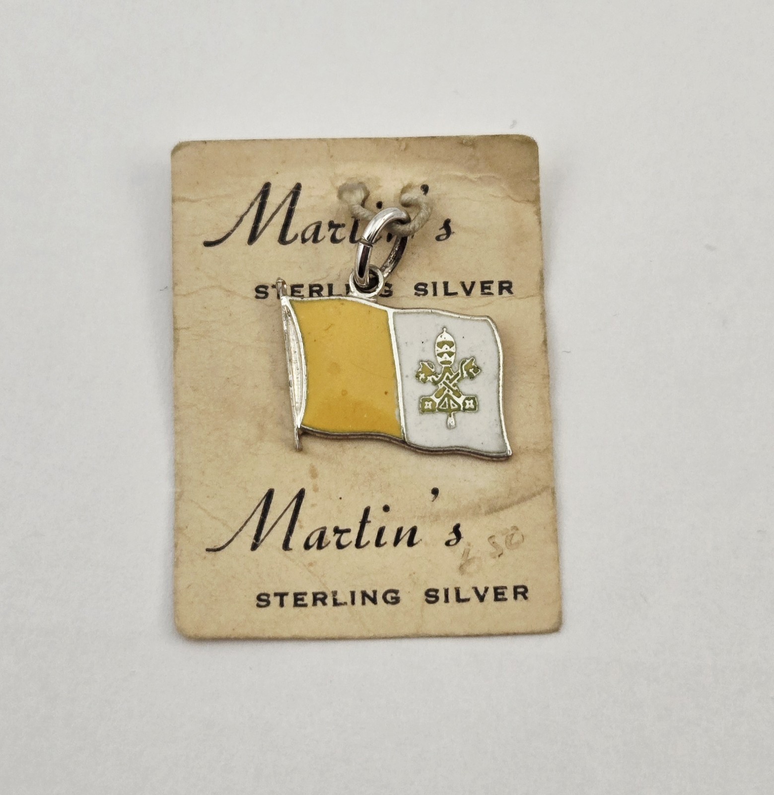 Vintage Hayward Sterling Silver Vatican City Flag Enamel Charm Pendant - 1.6g