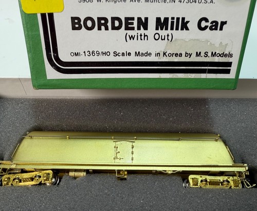 Coche tanque de leche a escala HO de latón Overland modelos OMI #1369 Borden sin aletas Corea | Condition: New