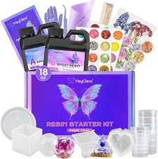 Epoxy Resin Kit with Molds for Beginners -18 oz Super Clear and Hard Resina C...