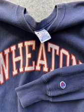 Vintage Champion Reverse Weave Wheaton College Sweatshirt Made In USA