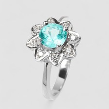 Neon Blue Paraiba Tourmaline Rare 925 Sterling Silver Fine Jewelry Rings Size 6