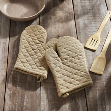 Burlap Natural Oven Mitt Set of 2 VHC Brands