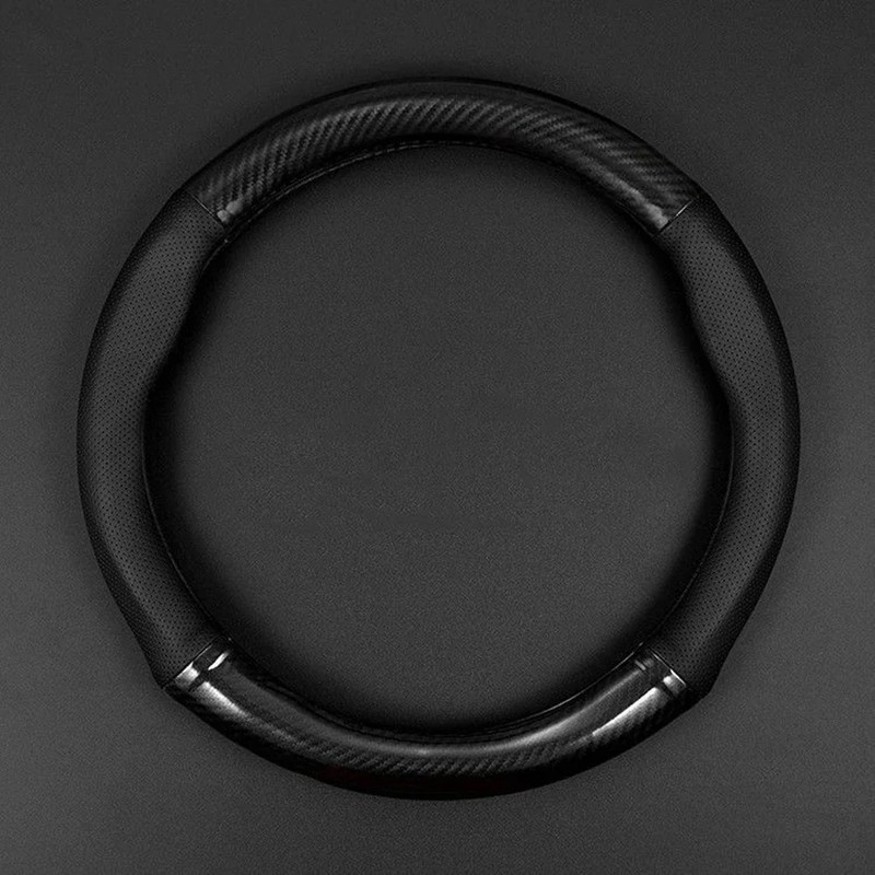 Coprivolante per Auto in Carbonio Pelle 3d Anti Scivolo Accessorio Auto - Immagine 1