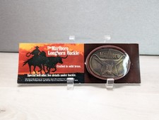 Vintage 1987 MARLBORO Western Steer Star Promo Belt Buckle Tobacco Solid Brass