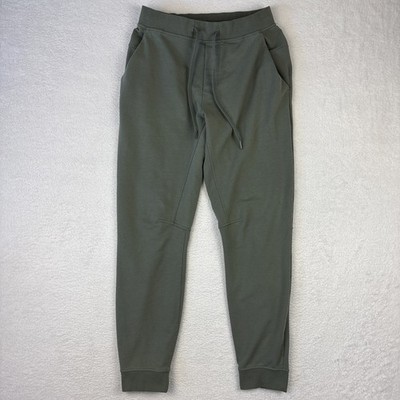 LULULEMON City Sweat Joggers Mens Medium Green Stretch Terry Tapered Casual Pant